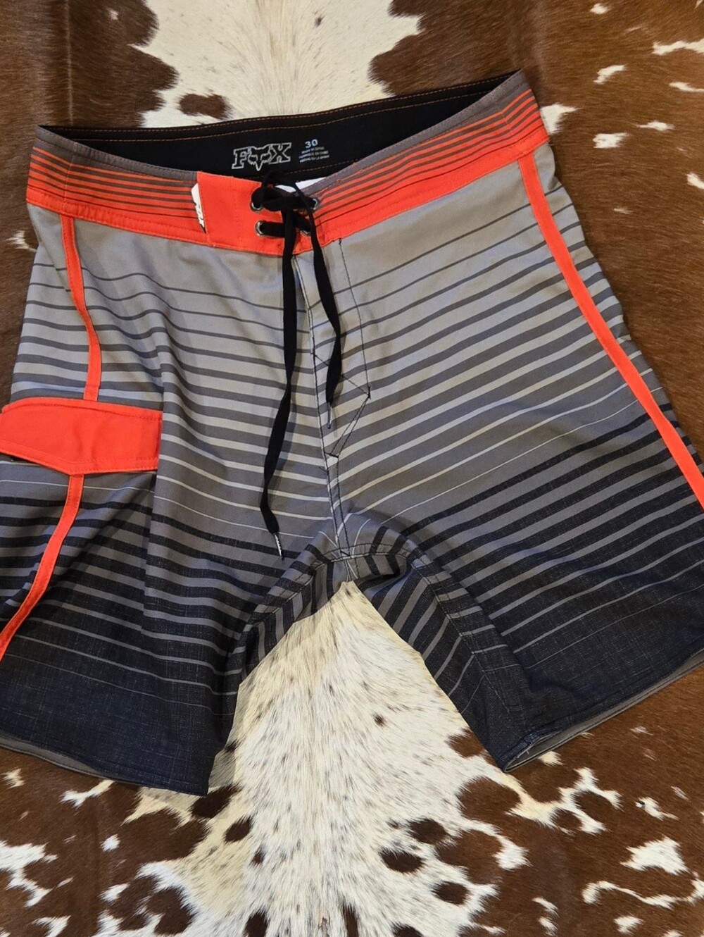Fox Men's Gray and Orange Gradient Stripe Board Shorts